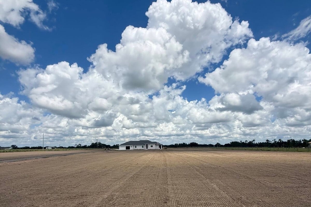 Precision graded field with equipment in Central Florida